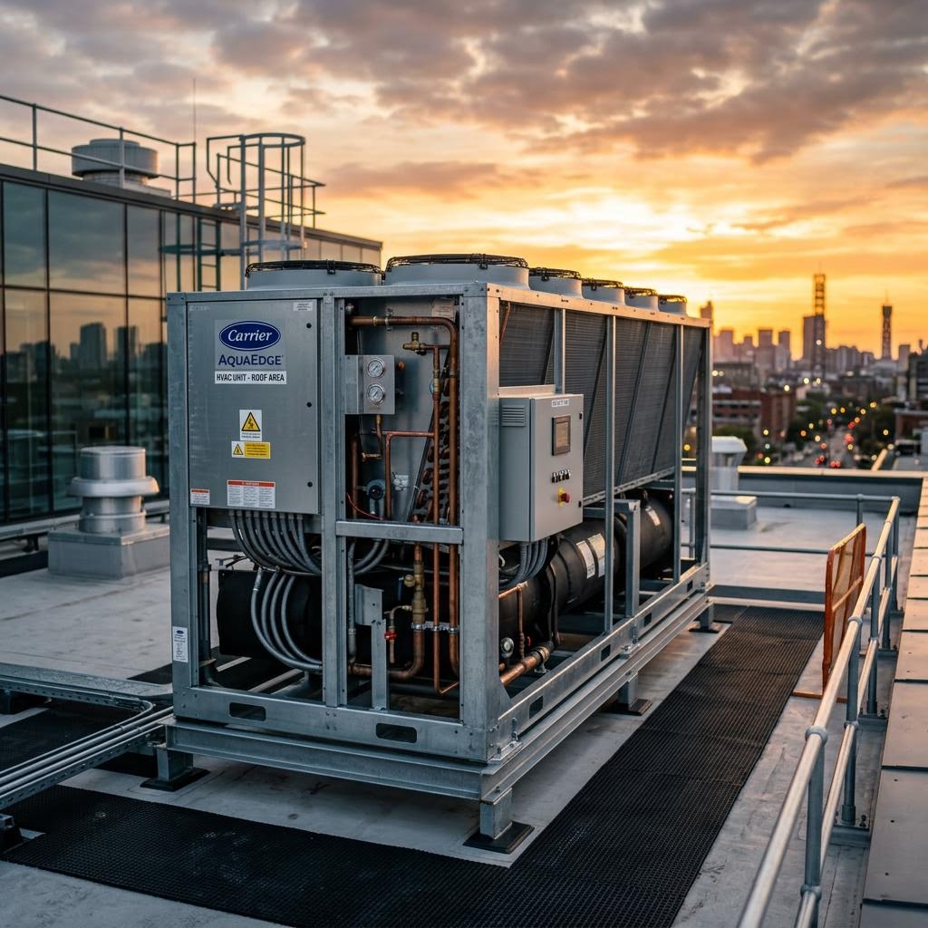 Commercial HVAC rooftop installation